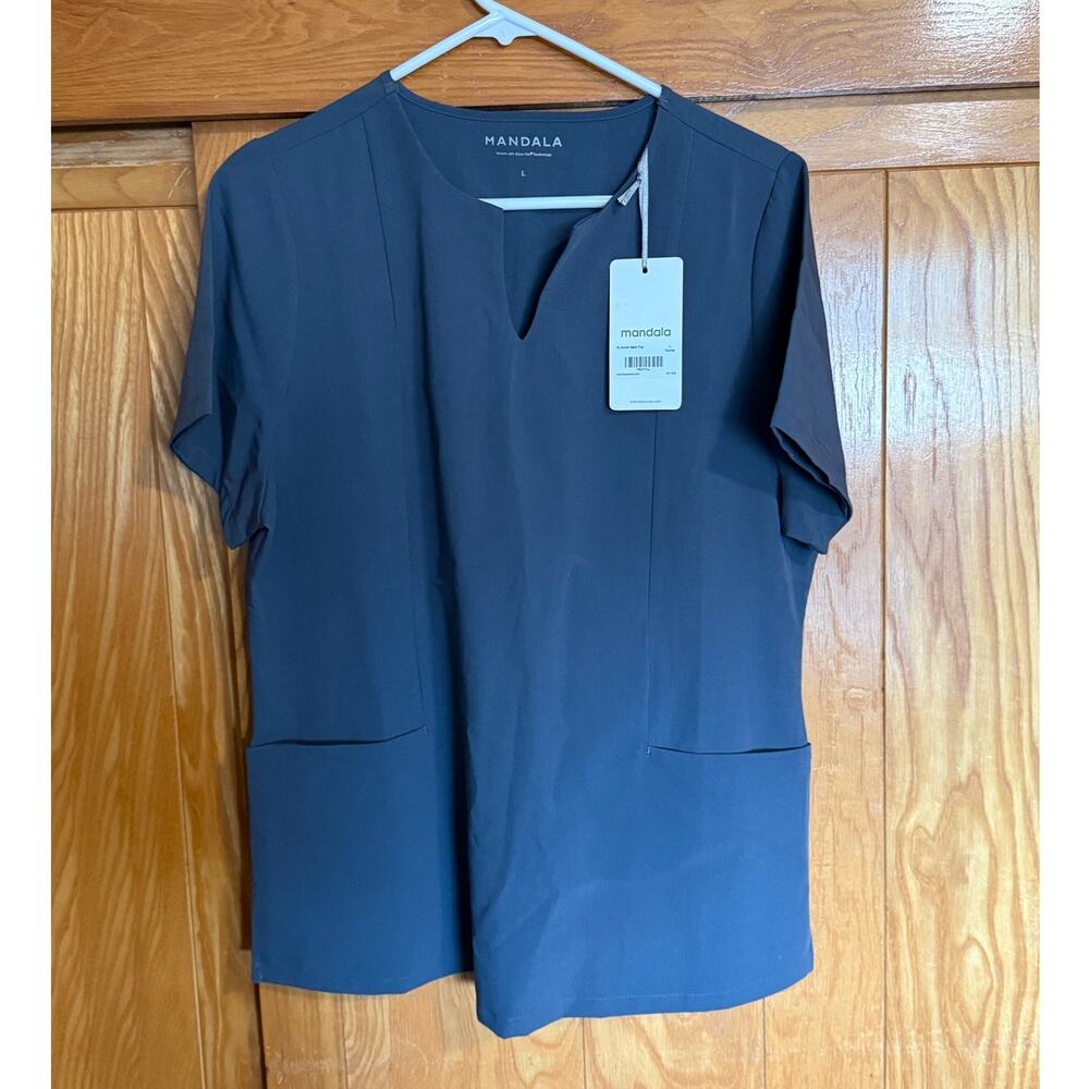 Mandala Scrubs Notch Neck Scrub Top - Dark Harbor (Size L)